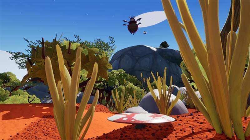 Gameplay scene featuring cooperative movement across rugged terrain