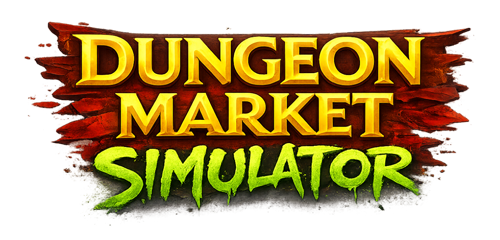Dungeon Market Simulator logo with medieval-styled lettering and fantasy market theme