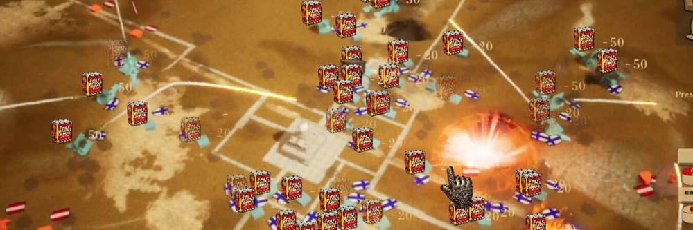 Banner artwork showcasing the battlefield setting and military theme of DUSK OF WAR
