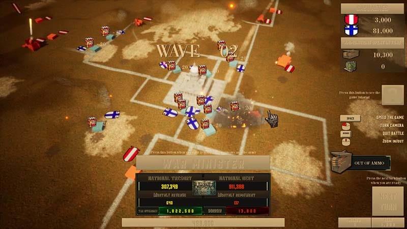 Battle scene showing army units engaged in automated combat