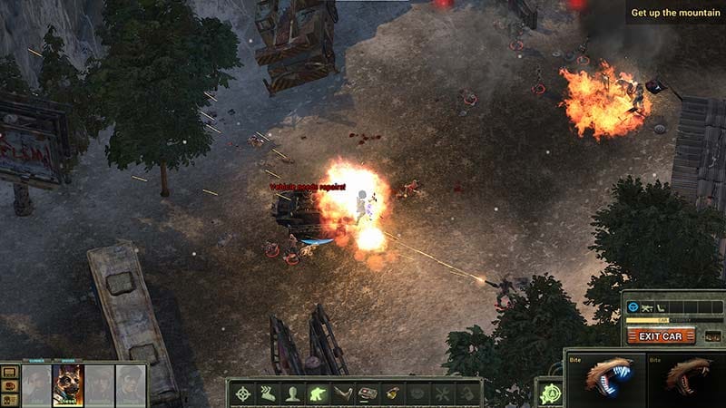 Close gameplay view of early encounter with basic weapons and positioning