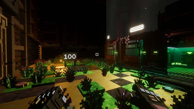 Interface screen displaying gameplay information within a first-person mining environment