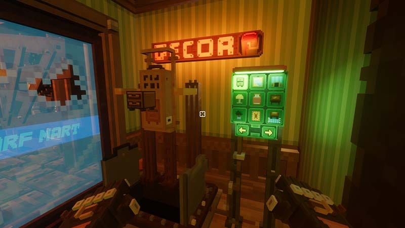 Gameplay scene showing first-person mining and exploration in an atmospheric underground environment