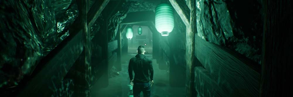 Wide banner featuring a haunted Japanese mansion in a dark supernatural landscape
