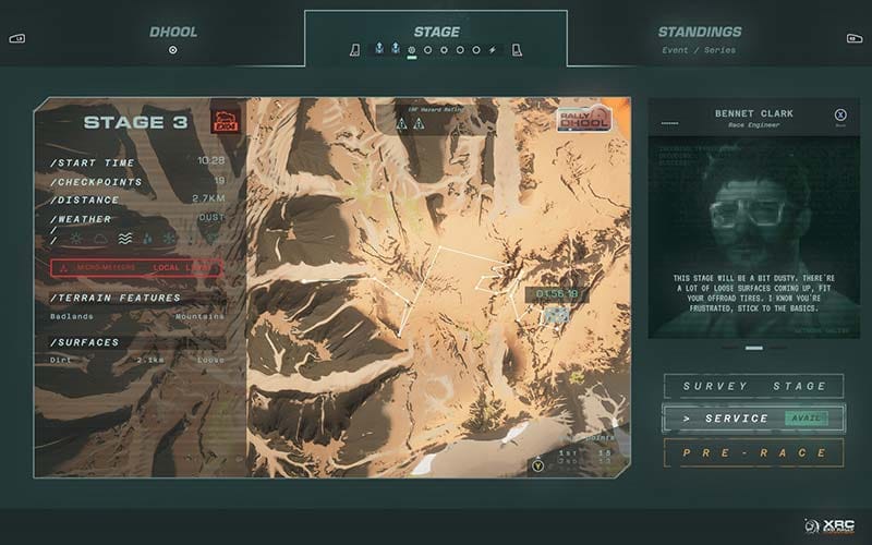 Asynchronous leaderboard screen comparing rally times across seeded stages