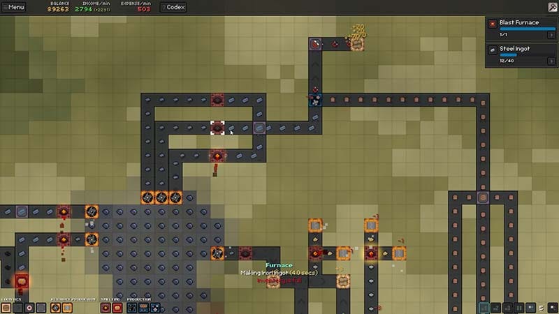 Gameplay view of factory expansion with multiple machines optimizing resource processing
