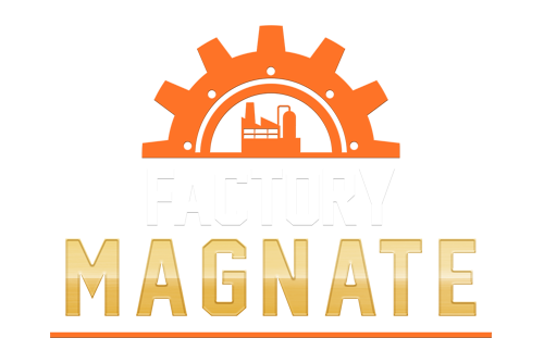 Factory Magnate logo with clean title design for a casual automation simulation game