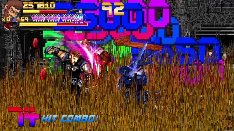Gameplay capture from Fallen City Brawl showing cooperative beat 'em up action.