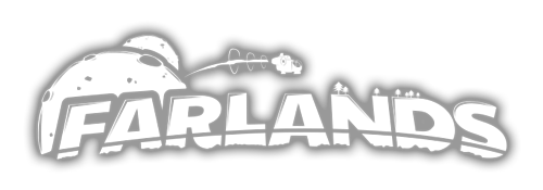 Farlands logo with sci-fi themed typography and planetary exploration design