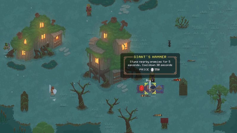 Inventory and upgrade screen showing artifacts and progression systems