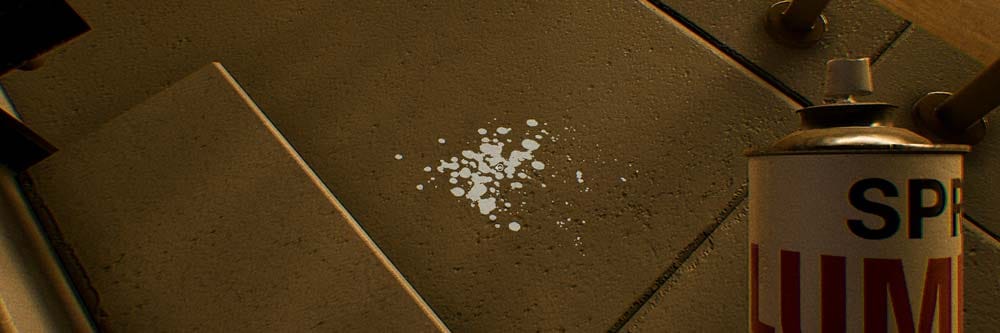 Wide cinematic view of a forensic investigation scene with analytical equipment and evidence