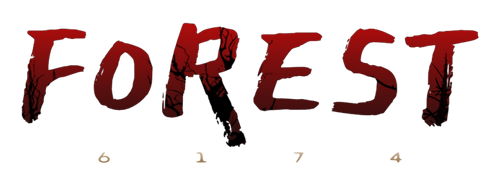 Forest 6174 title logo with stark typography reflecting psychological horror tone