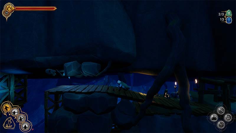 Exploration area with environmental puzzles embedded in an abandoned settlement