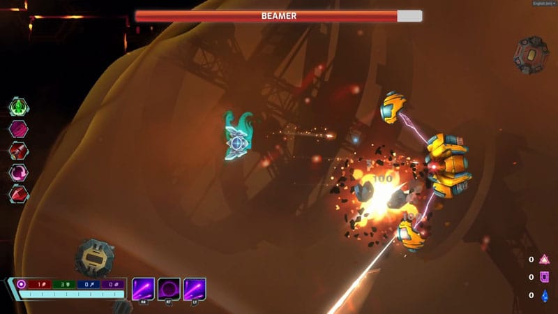 Player navigating a procedural space arena in Galactic Glitch 2D roguelike