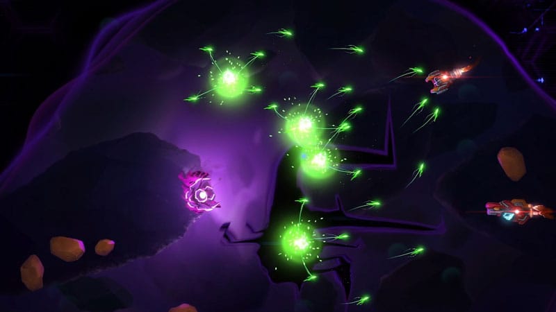 Atmospheric glitched space environment from Galactic Glitch indie action game