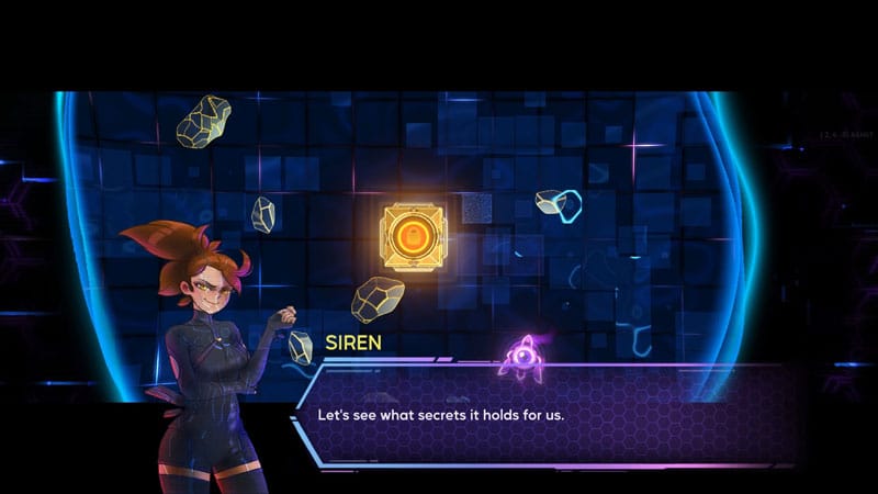 Stylized action roguelite combat scene in Galactic Glitch with top-down physics