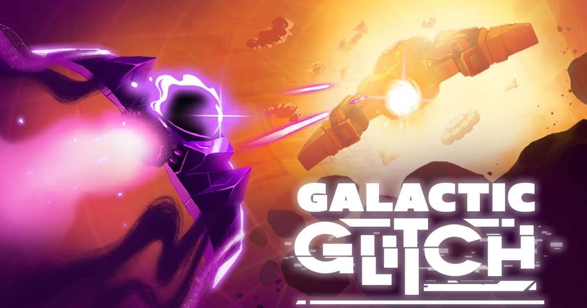 Key art featuring Galactic Glitch characters in a 2D physics shooter environment