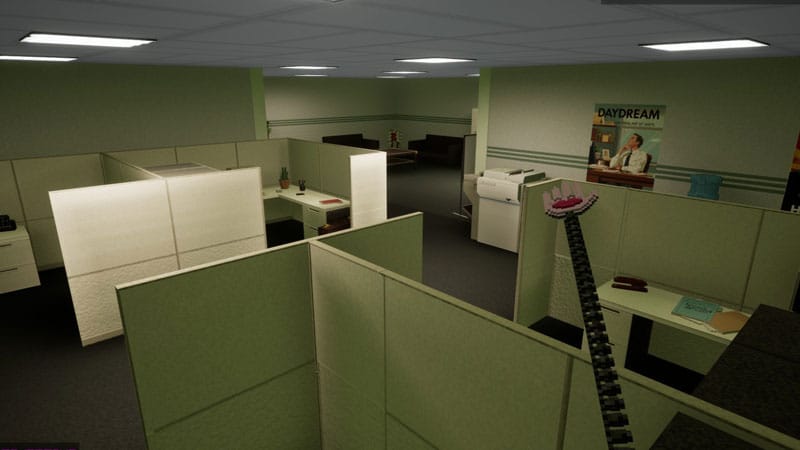 First-person voxel graphics environment with physics-based interactions and exploration in GlitchSPANKR