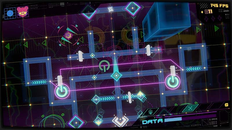 GRIDbeat gameplay discovering hidden paths and secrets in mainframe puzzle environments