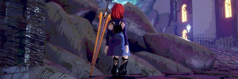 Wide scene showing contrast between university life and DreamWorld combat