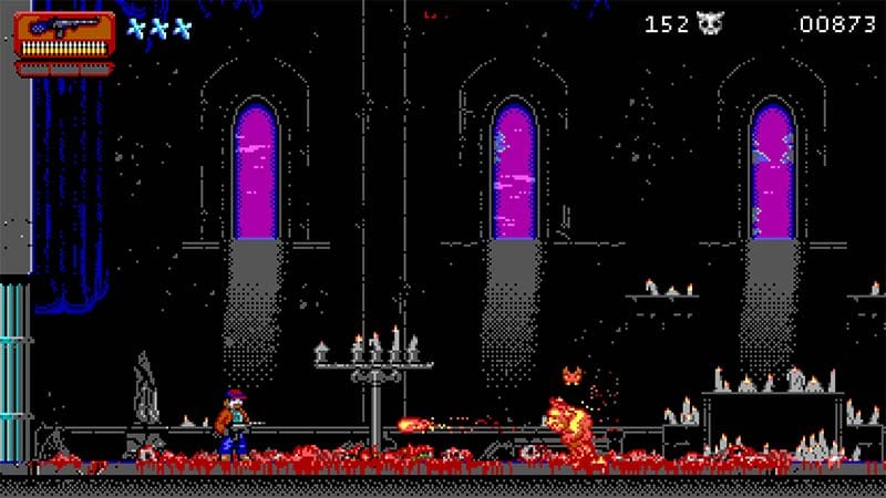 Gameplay screenshot from Haunted Lands showing side-scrolling platforming and enemy combat.