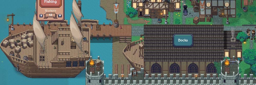 Wide banner featuring a medieval kingdom surrounded by a fantasy landscape