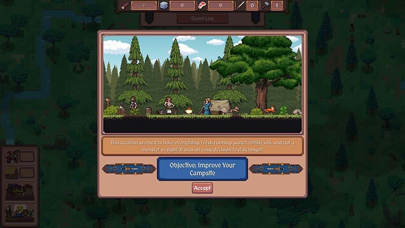 Gameplay view of a growing medieval kingdom in a pixel art world