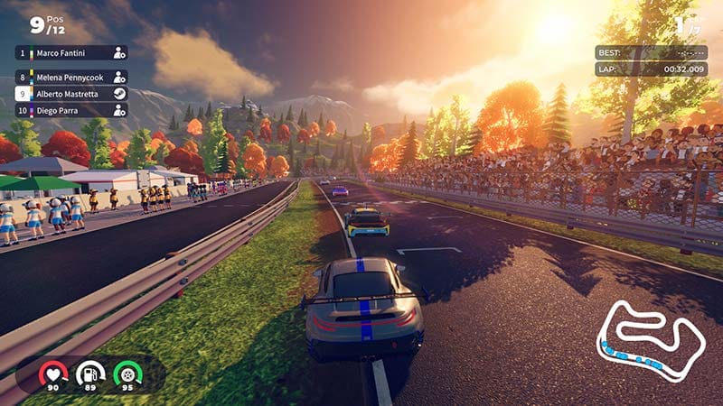 Single-player racing gameplay from iRacing Arcade by Original Fire Games.