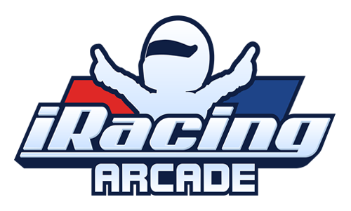 Official logo for iRacing Arcade by Original Fire Games and iRacing Studios, arcade racing title.