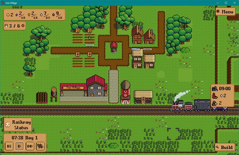 Interface screen displaying resources, storage, and trade options