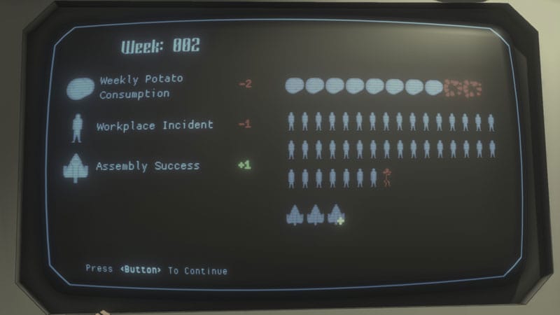 Gameplay view of a spacecraft drifting during a physics-based assembly challenge