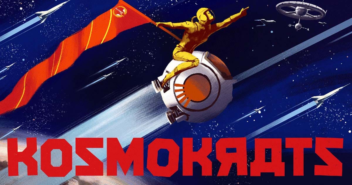 Promotional artwork showing a drone assembling spacecraft in a stylized space setting