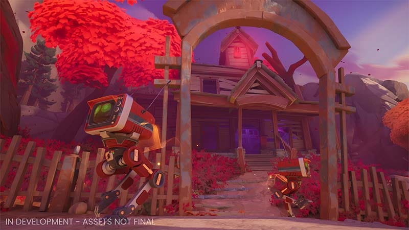 Gameplay scene with a team searching an arena for a hidden objective