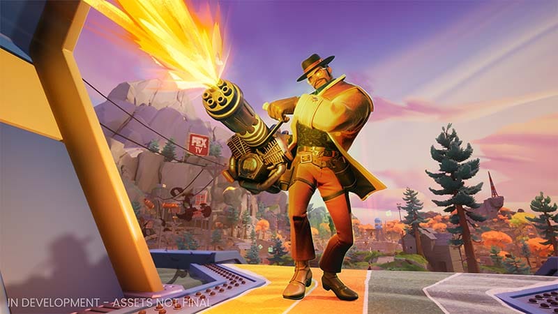 Gameplay view of a player moving through an open snowy battlefield