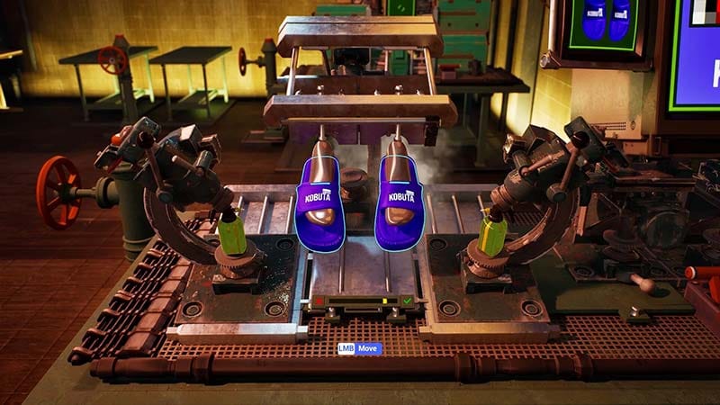 Interior scene of a laundromat with customers interacting with washing machines