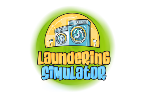 Laundering Simulator logo with bold typography reflecting a dual business crime theme