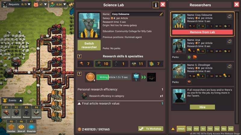Overview of factory layout with multi-layer transport routes and production nodes
