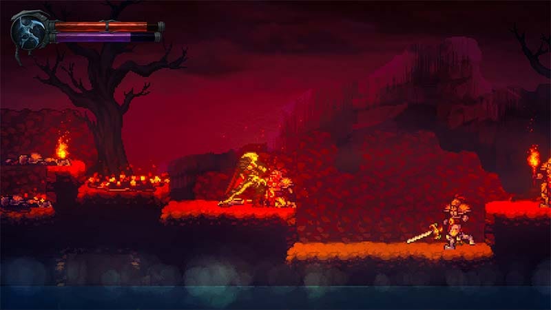 Hazards and enemy patterns during side scrolling action gameplay