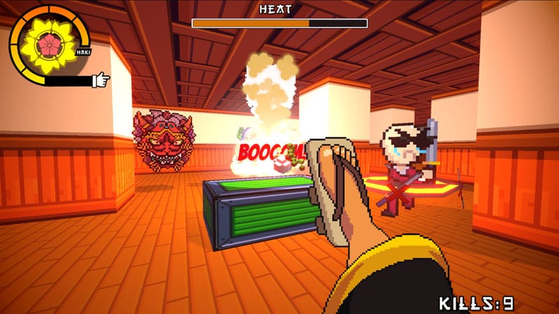 Environmental puzzle with switches and timed mechanisms in facility rooms