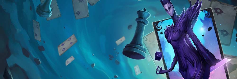 Gameplay banner showing isometric roguelite combat in Lost in Random The Eternal Die