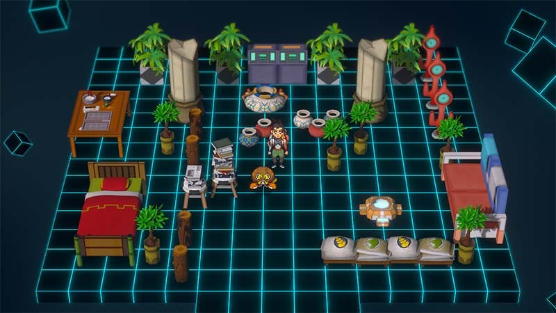Creature capture gameplay scene using Holoken device during wild encounter