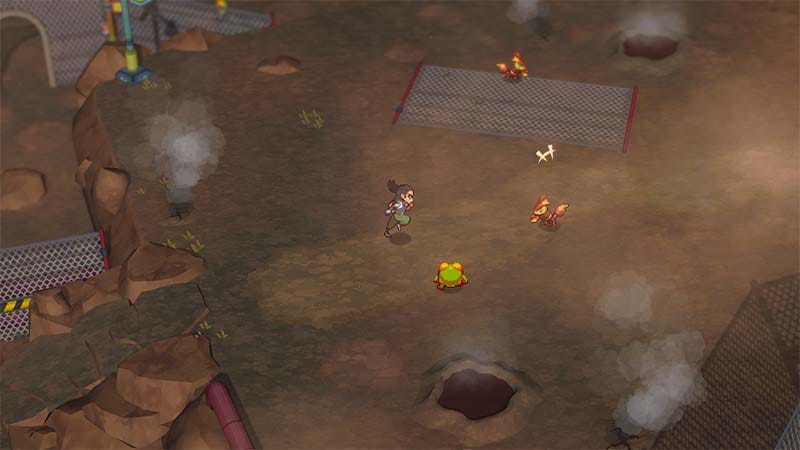 Turn-based combat scene with Animon engaged in tactical RPG battle