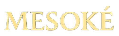 Mesoké title logo in stylized typography for a poetic flying exploration game