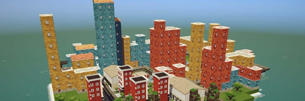 Wide city-building scene showing landmarks, roads, and growing districts