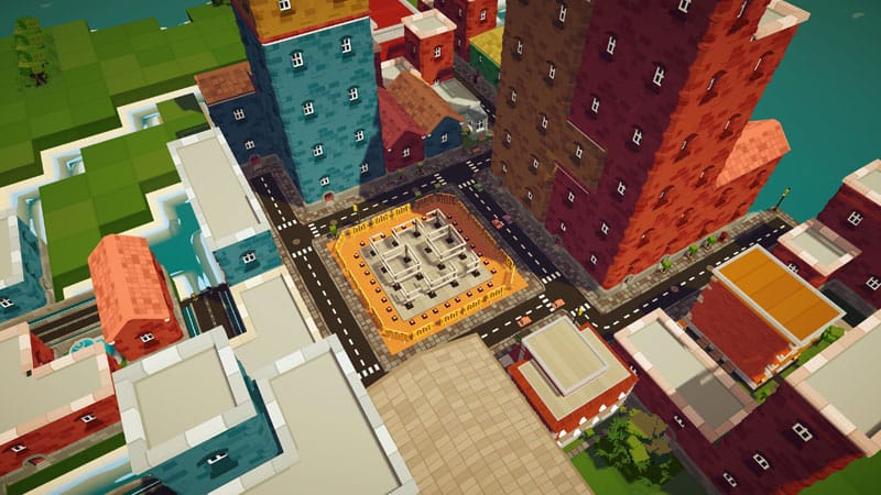 Mayhem mode gameplay with rapid city construction under time pressure