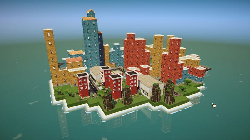 Sandbox mode city layout showing unrestricted building creativity