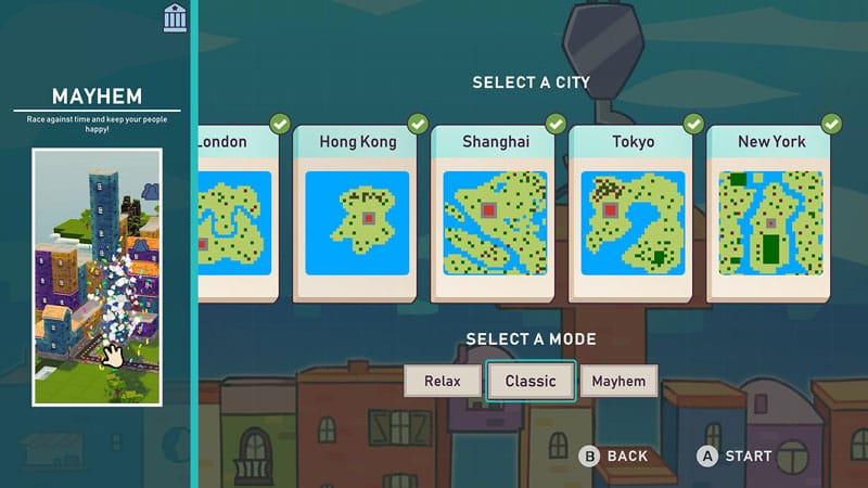 Crane challenge mode featuring precision tower construction mechanics