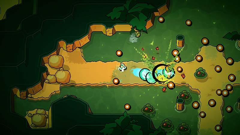 Combat encounter screenshot highlighting projectile dodging in Minishoot' Adventures.