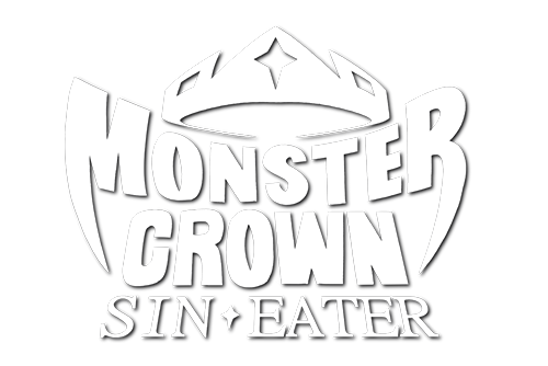 Monster Crown Sin Eater logo with stylized pixel art title design
