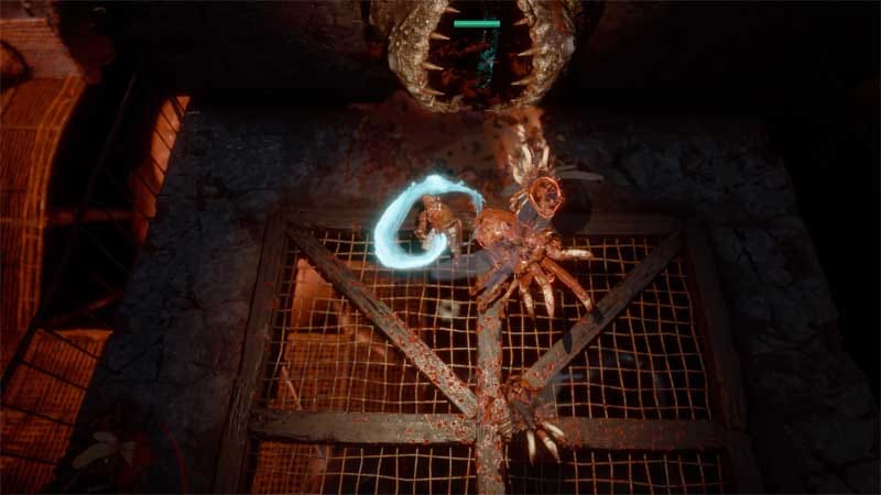 Puzzle sequence showing organic gate system activated by environmental interaction